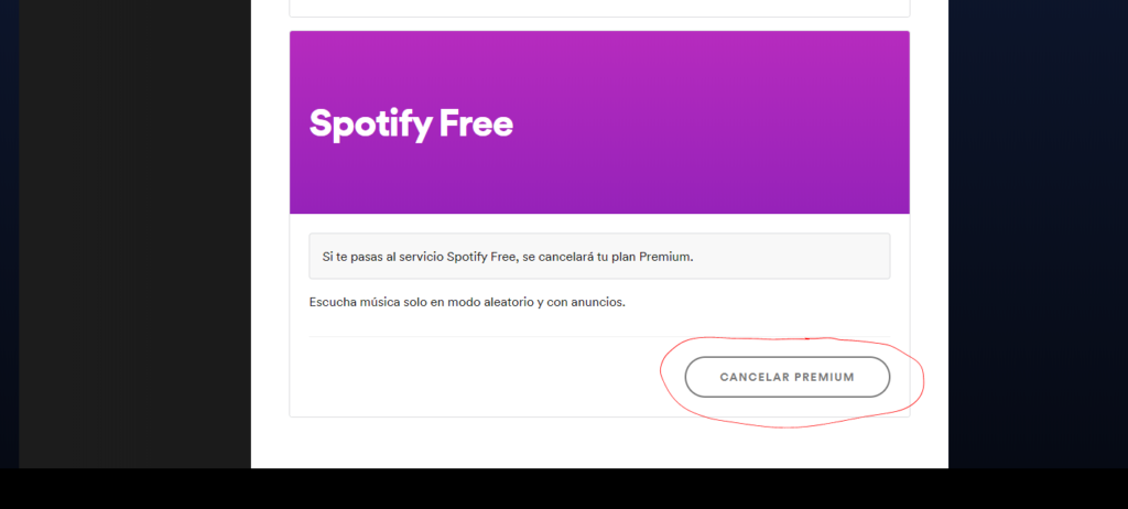 cancelar spotify